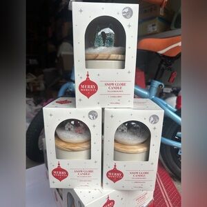 Aldi Huntington Home Snow Globe Candle Set of 3 LimitedEdition BRAND NEW IN HAND